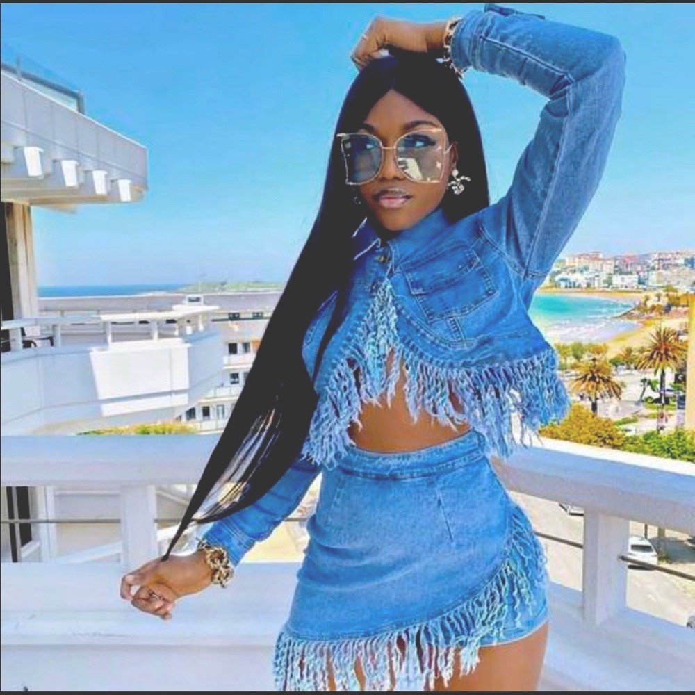 Denim skirt set